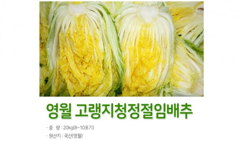 강원더몰,강원도 영월 고랭지 절임배추 20kg (일반,하이베타 선택)